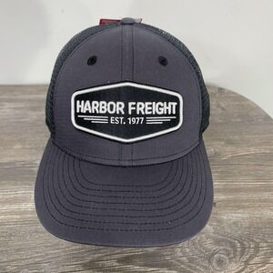 Harbor Freight Hat Cap Snap Back Black Gray Trucker Mesh Patch Mens Logo